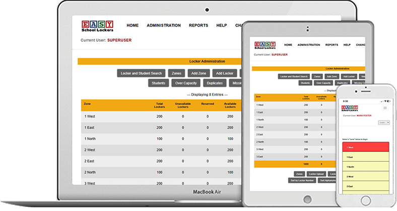 school locker management software interface