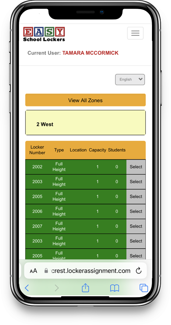 Mobile Support for Loockers Ordering